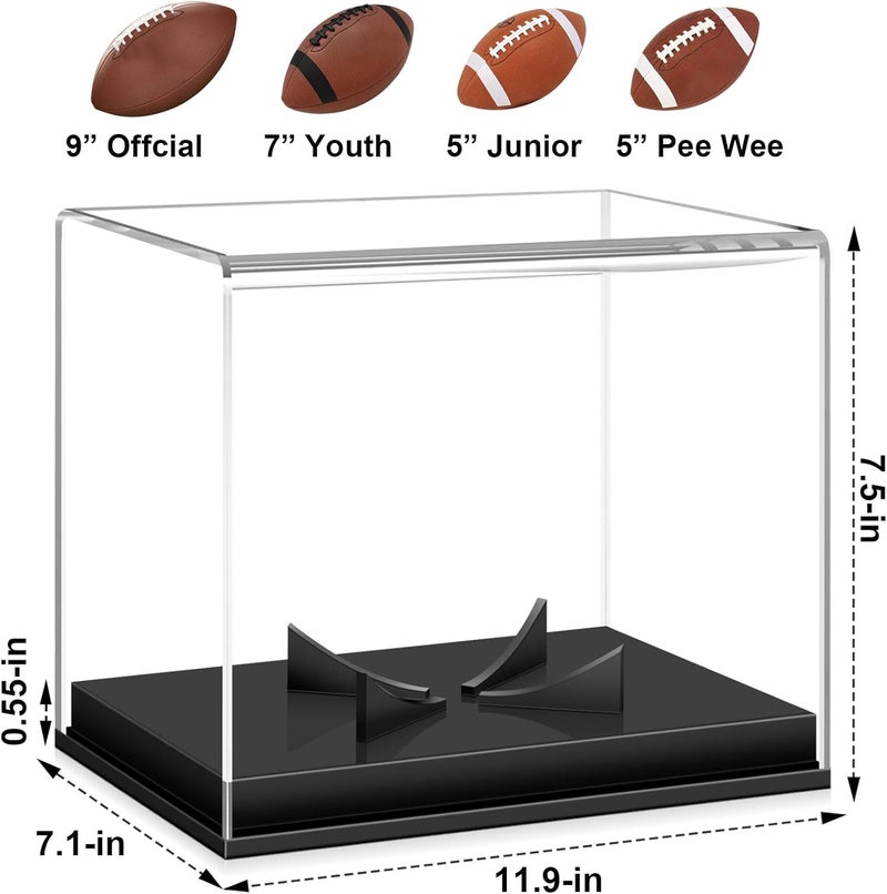 KKU Football Display Case, Acrylic Football Case Display Case Autographed Football Holder, No Assembly Required Football Display Box with Removable Built-in Football Display Stand - Image 2